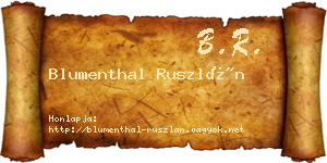 Blumenthal Ruszlán névjegykártya